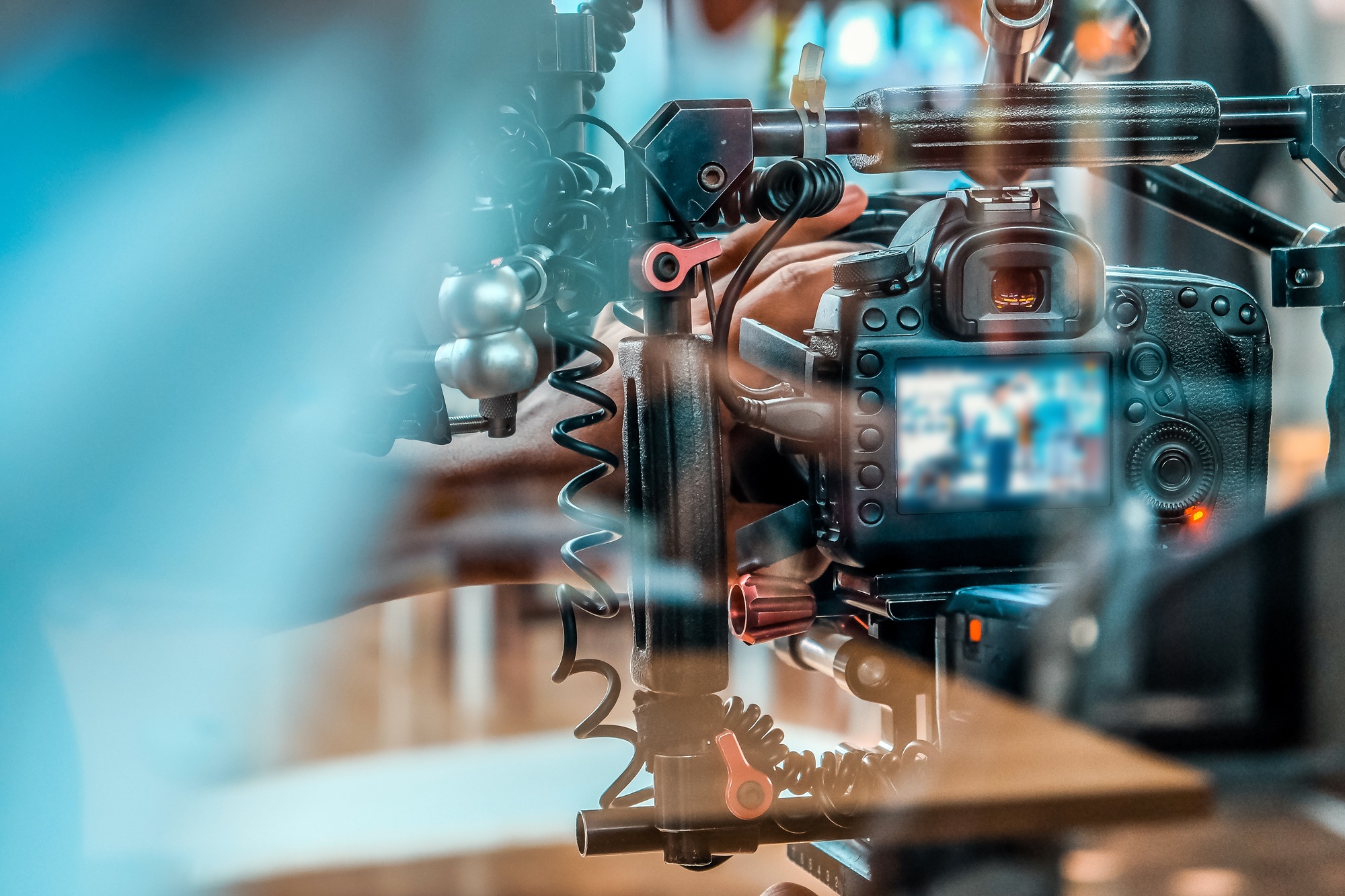 Filming with professional camera