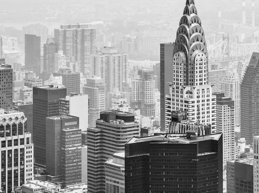 Manhattan Skyline in an Overcast Day
